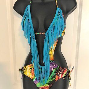 Tropical Fringe One Piece Bikini Monokini
